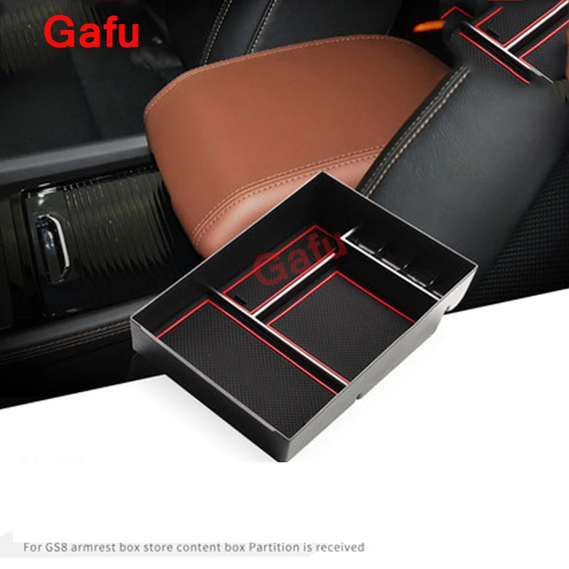 

For Trumpchi Gac GS8 2017-2019 Car Centre Console Armrest Organiser Storage Box with Non-Slip Mat Tray Interior Accessories