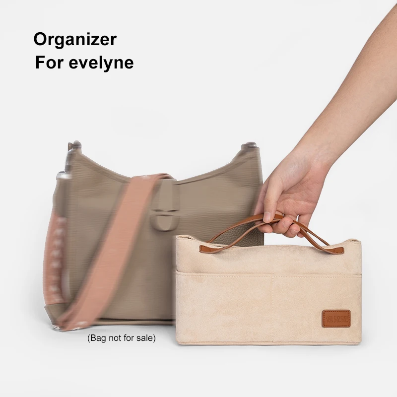 

Для H Evelyne, органайзер-вкладыш, сумочка из замшевой ткани, Женская внутренняя сумка для макияжа, подкладка для путешествий, портативная косметичка, формирователь