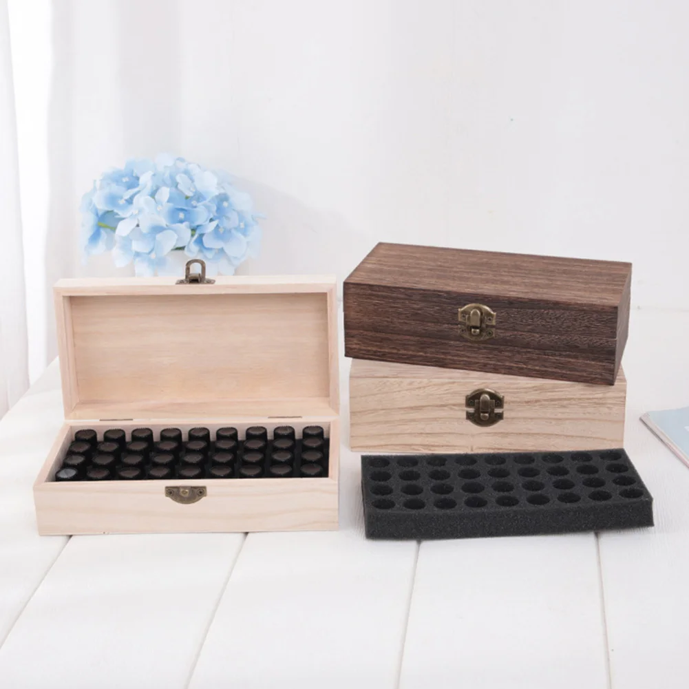 

Grids Home Wooden Jewelry Case Aromatherapy Essential Rectangle Box Large Capacity Space 36 Decor Storage Oil Save Bottles