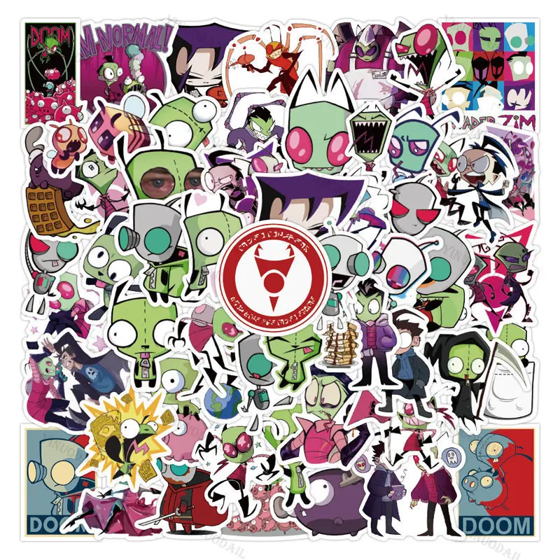 Фото Наклейки Invader Zim с мультяшными персонажами, 200 шт. №3