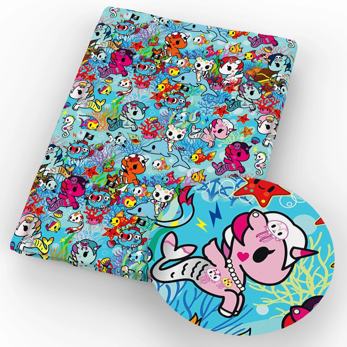 Половинная ткань из полиэстера и хлопка с мультяшным принтом единорога животных