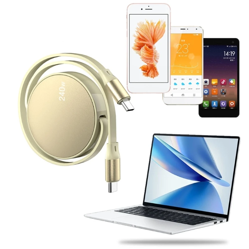 Выдвижной кабель USB C 240 Вт тип шнур для быстрой зарядки зарядное устройство 480