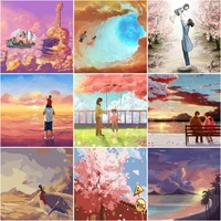 chenistory 20x20cm painting by numbers for kids children family sunset scenery picture by numbers home decor diy gift paint kit