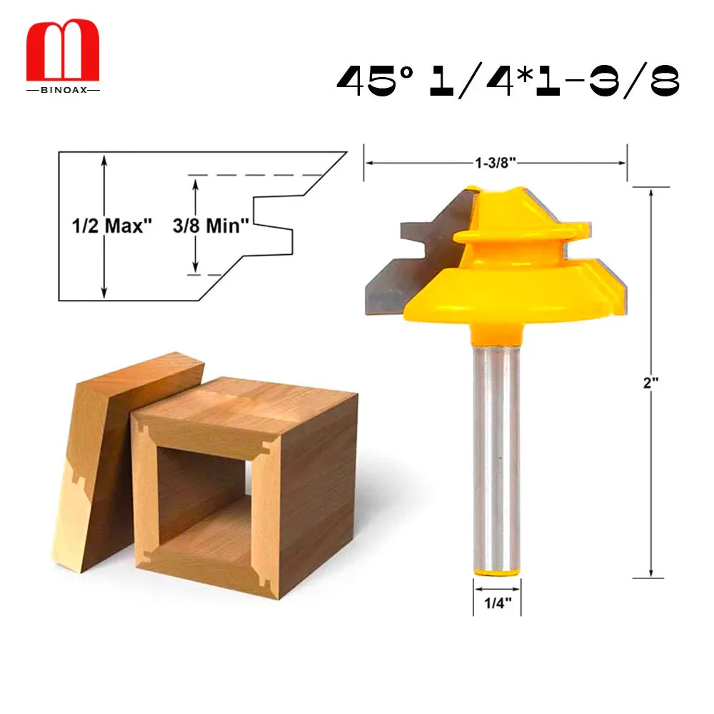 

BINOAX 1/4*1-3/8 2 Bit Tongue and Groove Router Bit Set Woodwork Cutter Power Tools