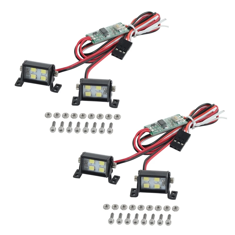 

2X RC Model LED Headlights Spotlights For 1/10 RC Crawler Off-Road Traxxas TRX4 Axial SCX10 Wraith RR10 RC4WD D90 TF2