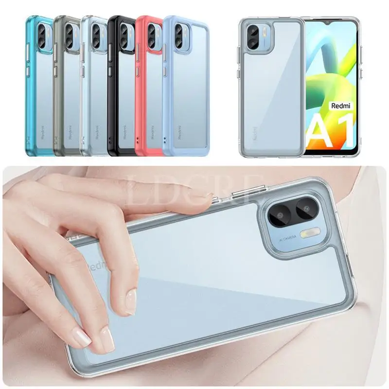

For Xiaomi Redmi A1 Case Luxury Silicone Clear Bumper Shell For Redmi A1 Plus Case TPU Border Shockproof Case For Redmi A1 Cover