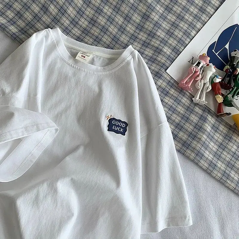 Футболка с коротким рукавом для девочек новинка 2022 Корейская версия свободного