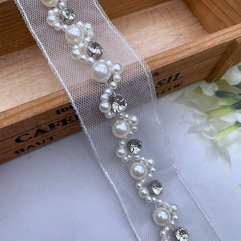 Черно-белая кружевная отделка ручной работы из бисера аксессуары для украшения