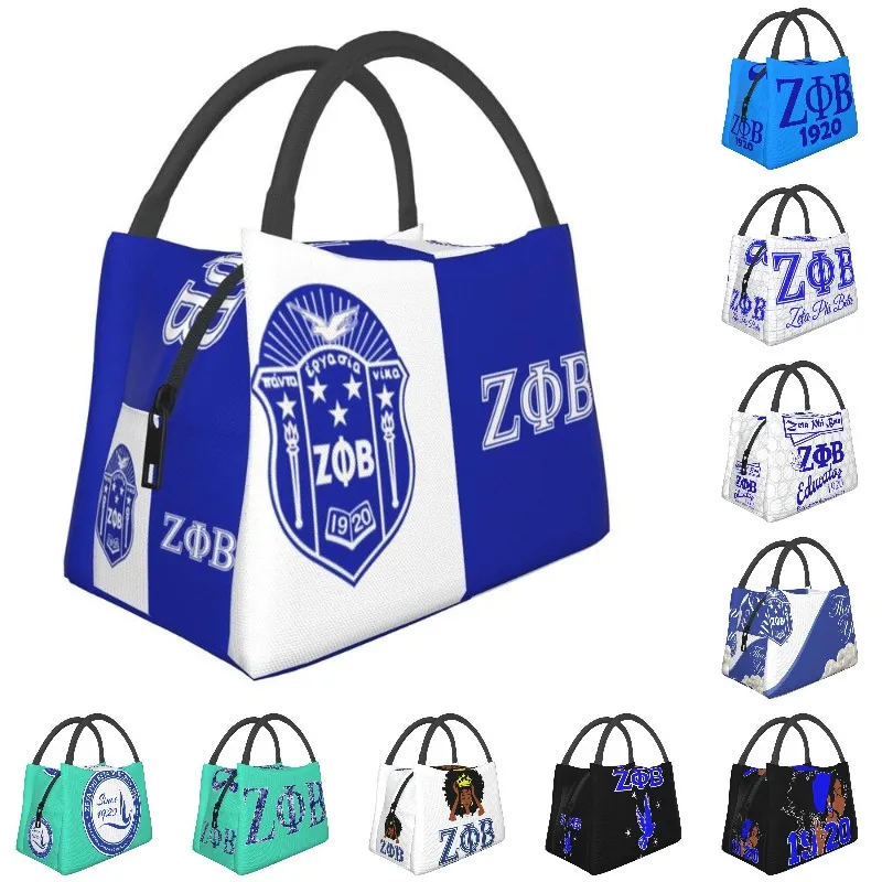 Zeta Phi Beta Logo Insulated Lunch Bag for Camping Travel Leakproof Cooler Thermal Lunch Box Women Thermal Bags