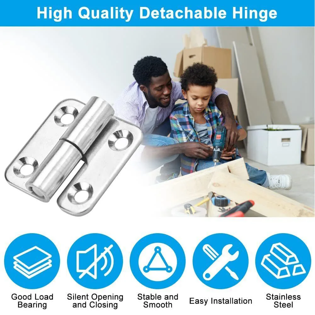 

6pcs Stainless Steel Hinges Flag Shape Lift Off Hinge 1.5 Inch Detachable Hinge For Bathroom Door Cabinet Furniture Hardware