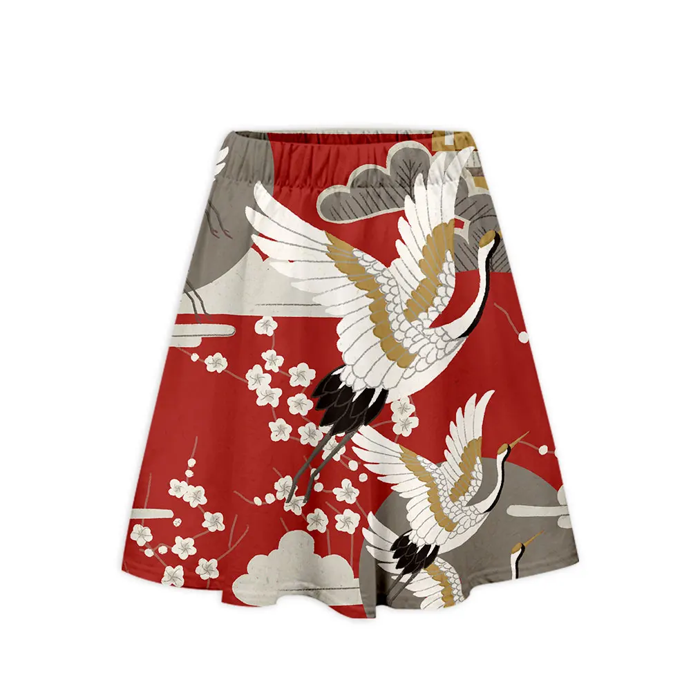 Lianshuo 2022 New Summer Women's Clothing National Tide Illustration Casual Simple Street Knee Length College Short Unif Skirts