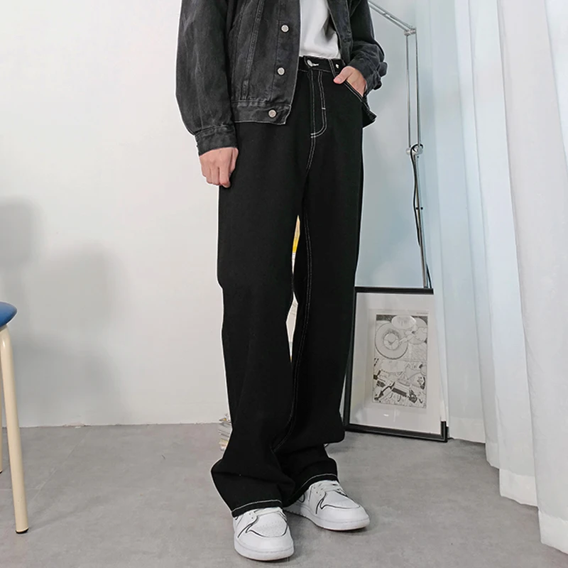 Men's Black Korean Y2K Clothes Jeans Men Straight Trousers Denim Vintage Casual Pants Women High Waist Baggy Jeans Streetwear