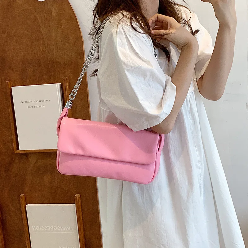 

Korean Style Bag Women's Chain Bag 2022 Summer New Soft-faced Underarm Bag Fashion One-shoulder Small Square Bag