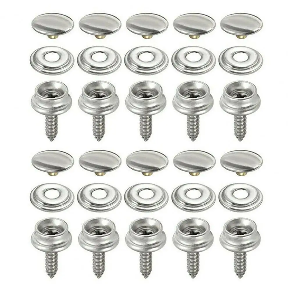 

10Set/Bag Snap Fastener Multiple Use Rust-proof Metal 15mm Pop Studs Heavy Duty Press Button for Boat Covers