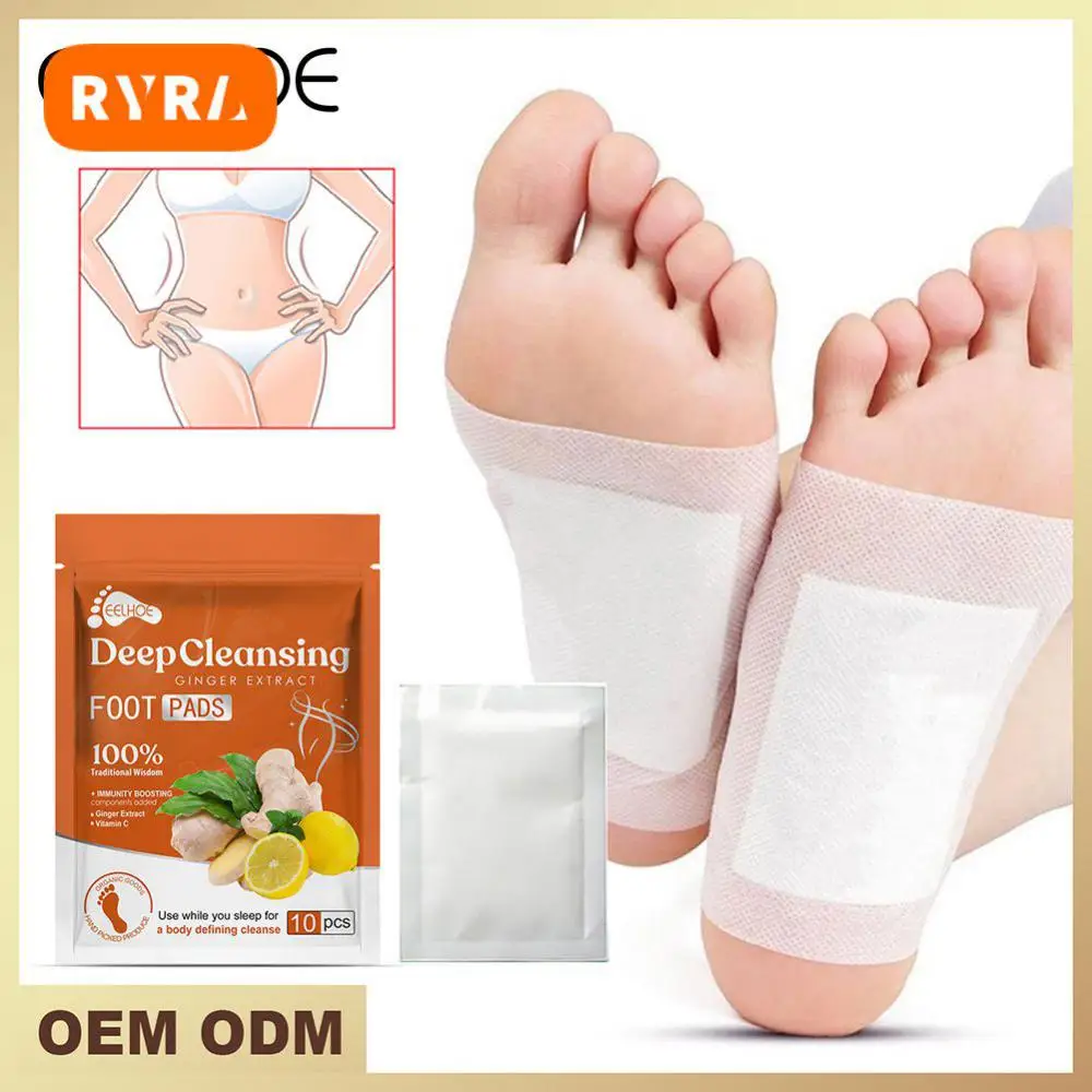 

10pcs Detox Foot Patches Ginger Wormwood Detoxification Weight Loss Pads Body Toxins Cleansing Body Slimming Feet Care Adhersive