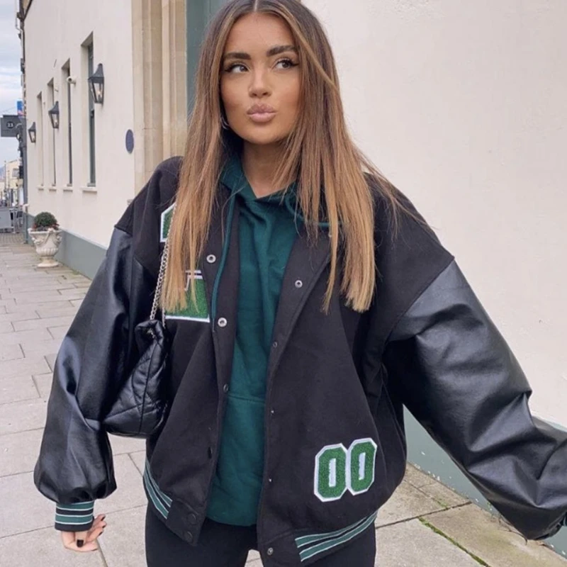 

European and American letters towel embroidered high-quality jacket coat women street hip-hop pilot baseball uniform casual coat