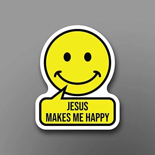 

For More Shiz Jesus Makes Me Happy Vinyl Decal Sticker - Car Truck Van SUV Window Wall Cup Laptop