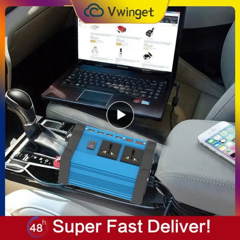 

Автомобильный инвертор с дисплеем напряжения постоянного/переменного тока, Синусоидальная волна, зарядное устройство, практичный автомобильный преобразователь напряжения переменного тока, быстрая зарядка, 4000 Вт, инвертор мощности 300 Вт