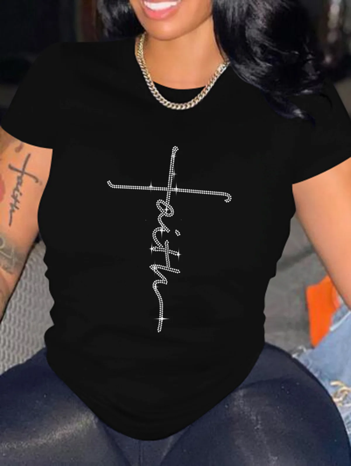 

Women's Summer 2022 Short Sleeve Casual Tops Fashion Bricked Cotton T-Shirts Round Neck y2k Graphic Tees object object