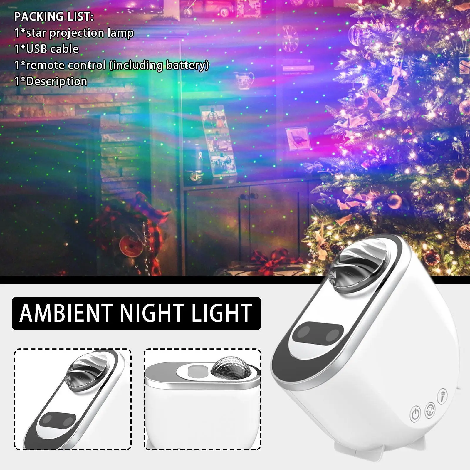 

Led Starlight Galaxy Projector Indoor Decoration Rotating Star Projector Sea Wave Night Light Lamps Bedroom Light Gift