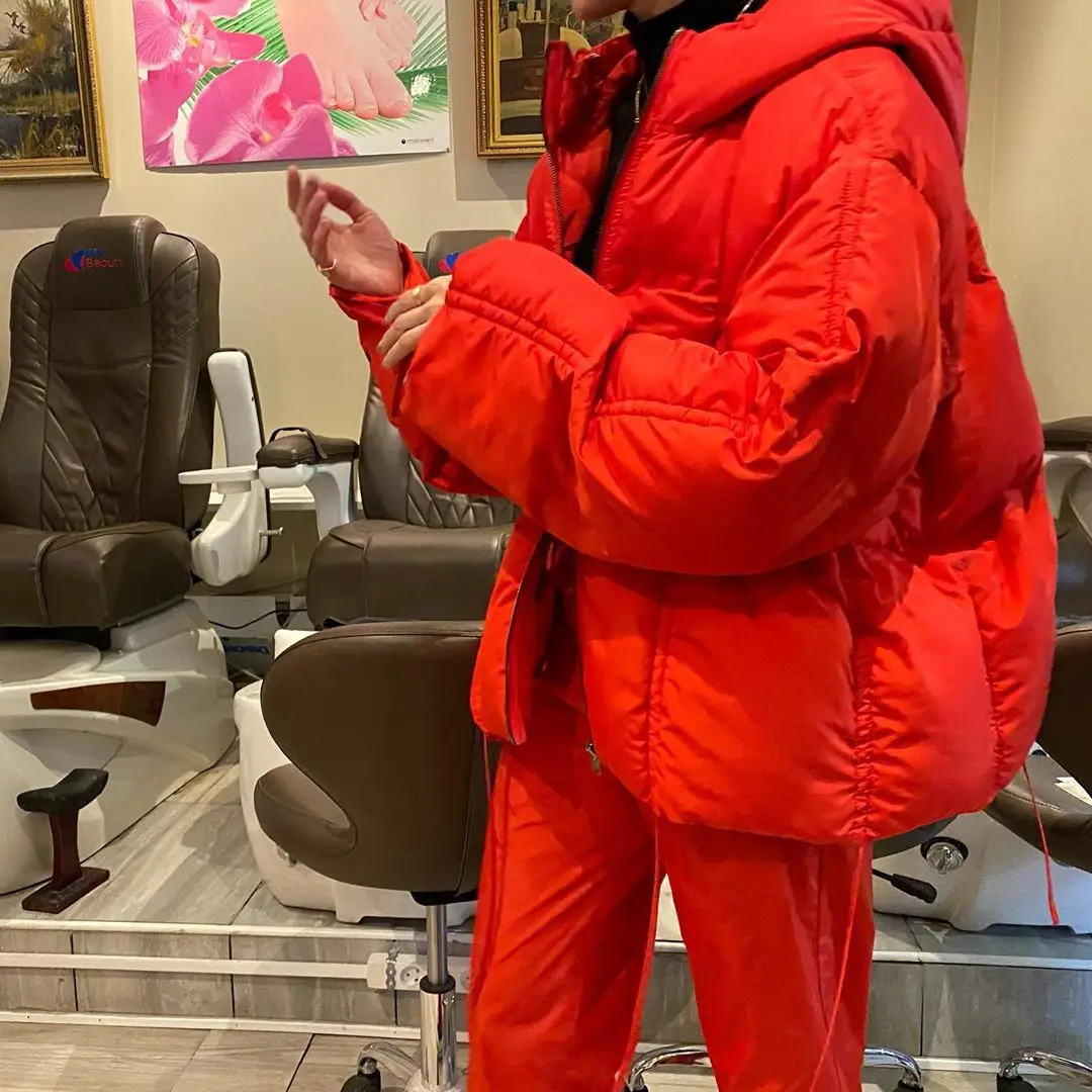 Zipper Drawstring Long-Sleeved Hooded Cotton Jacket Women 2022 Autumn and Winter New Warm Casual Fashion Strapped Jacket