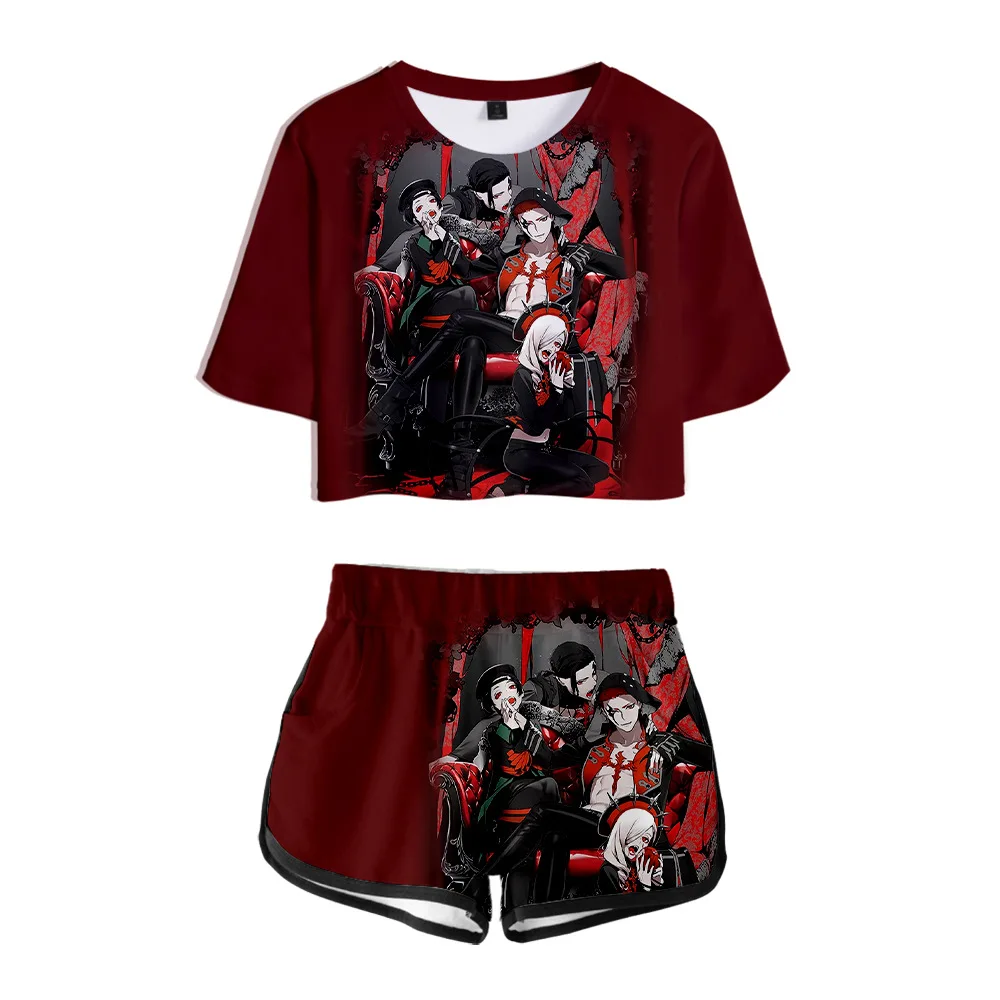 

New Anime Visual Prison 3D Print Ladies Tracksuits Women Two Piece Set Crop Top and Shorts 2 Piece Outfit Streetwear Cosplay Cos