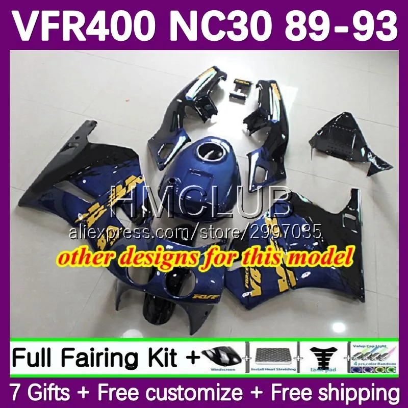 Обтекатель для HONDA VFR400R VFR400 RVF VFR 400 R RR 400R 1989 1990 1991 1992 42No. 1993 blue lucky RVF400R NC30 89 90 91 92 93