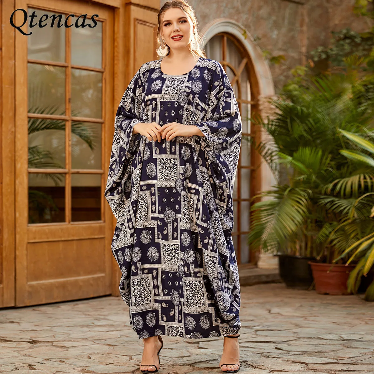 

Eid Mubarak мусульманское платье с рукавом летучая мышь Женская абайя Дубай 2021 летние платья макси Женская одежда в исламе кафтан халат Jalabiya