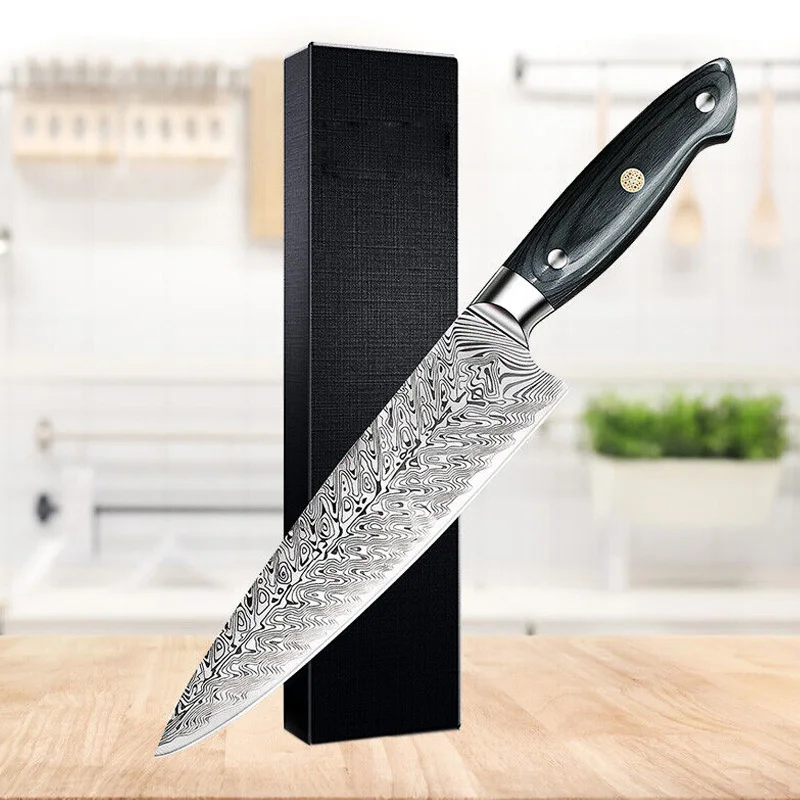 

8" Fishbone Pattern Chef Knife Sharp Stainless Steel Kitchen Knives Fruit Vegetable Slicing Fish Meat Cleaver Professional Tools