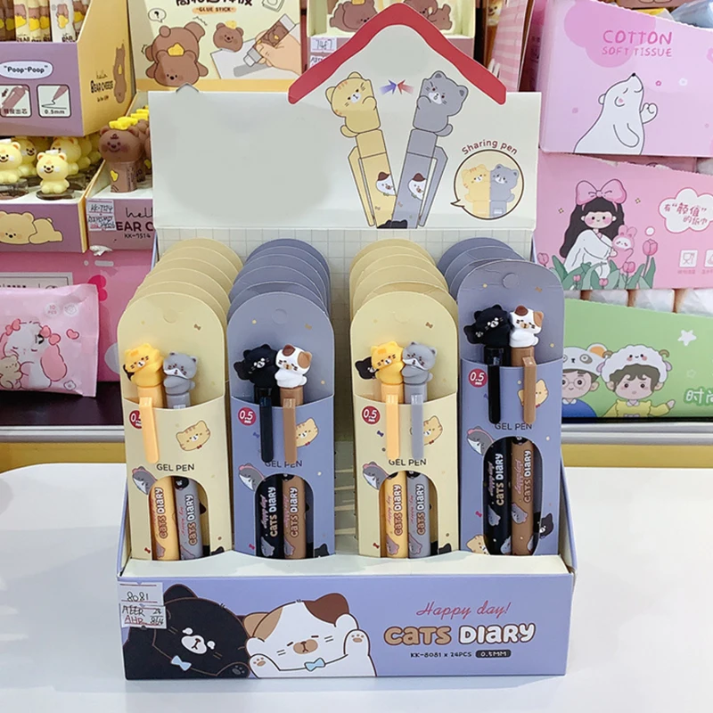 

Гелевые ручки Kawaii Cat черные