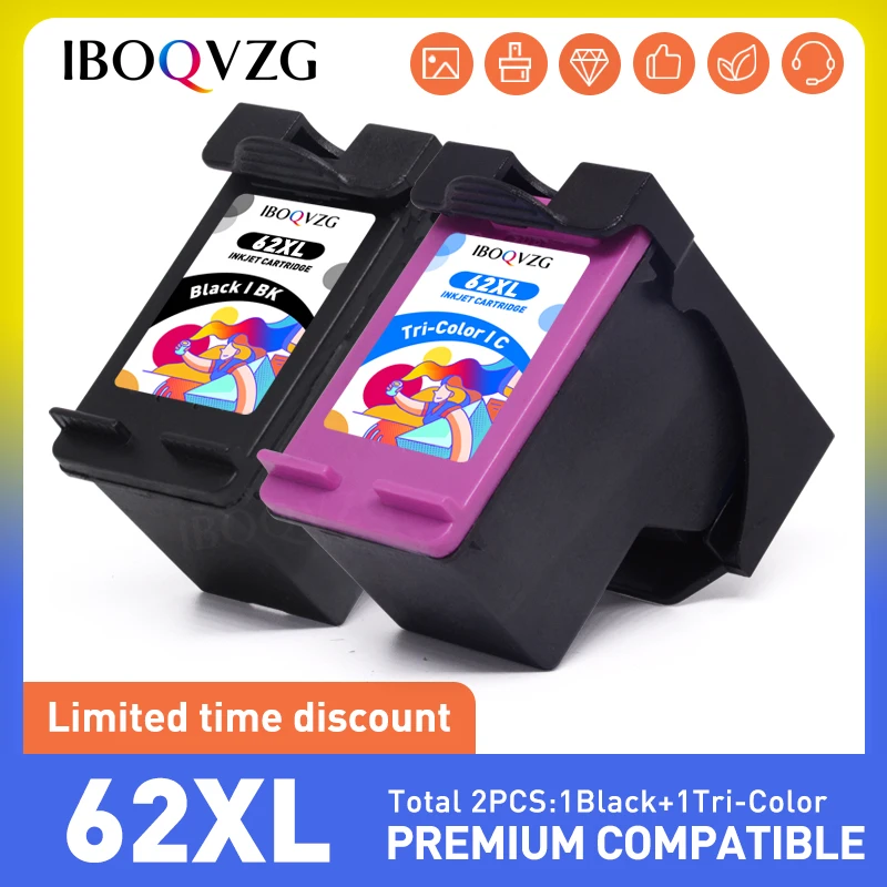 

IBOQVZG Compatible Ink Cartridge For HP62 62XL For HP Envy 5640 5660 7640 5540 5545 5546 5548 Officejet 5740 5741 5742 200 250