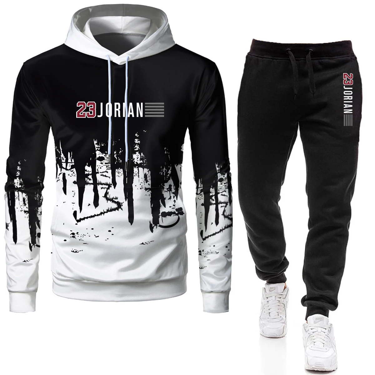 

2023 Hot Sale Mens New Tracksuit Hoodies and Black Sweatpants High Quality Male Dialy Casual Sports Jogging Set Autumn Outfits