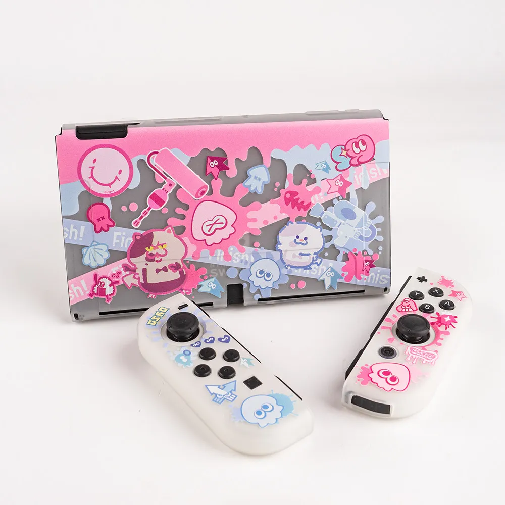 Фото Цветной защитный чехол в стиле чернил, совместимый с Nintendo Switch / OLED / Lite / Switch 2 - Розово-синий художественный чехол №5
