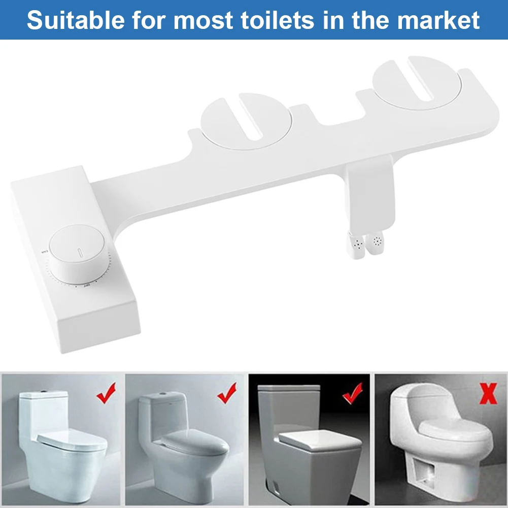 

Ultra-Slim Bidet with Brass Inlet Toilet Seat Attachment Adjustable Water Pressure Non-Electric for Personal Cleaning