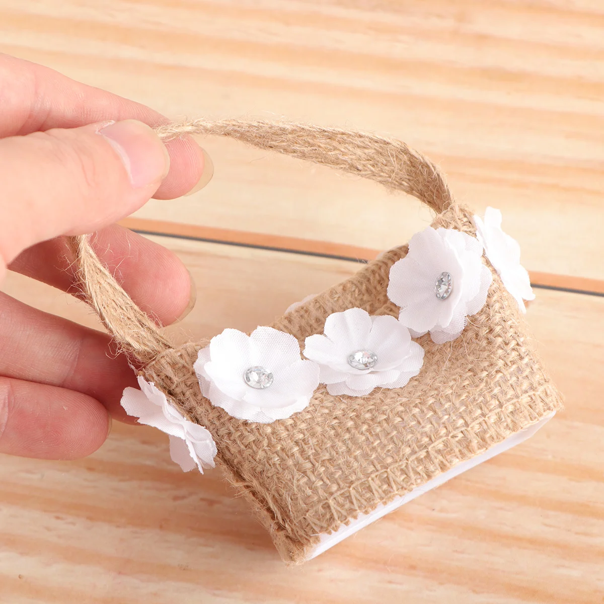 

Basket Flower Wedding Girl Baskets Burlap Candy Linen Rusticstorage Gift Minivintagechristmas Party Weddings Handlepicnic