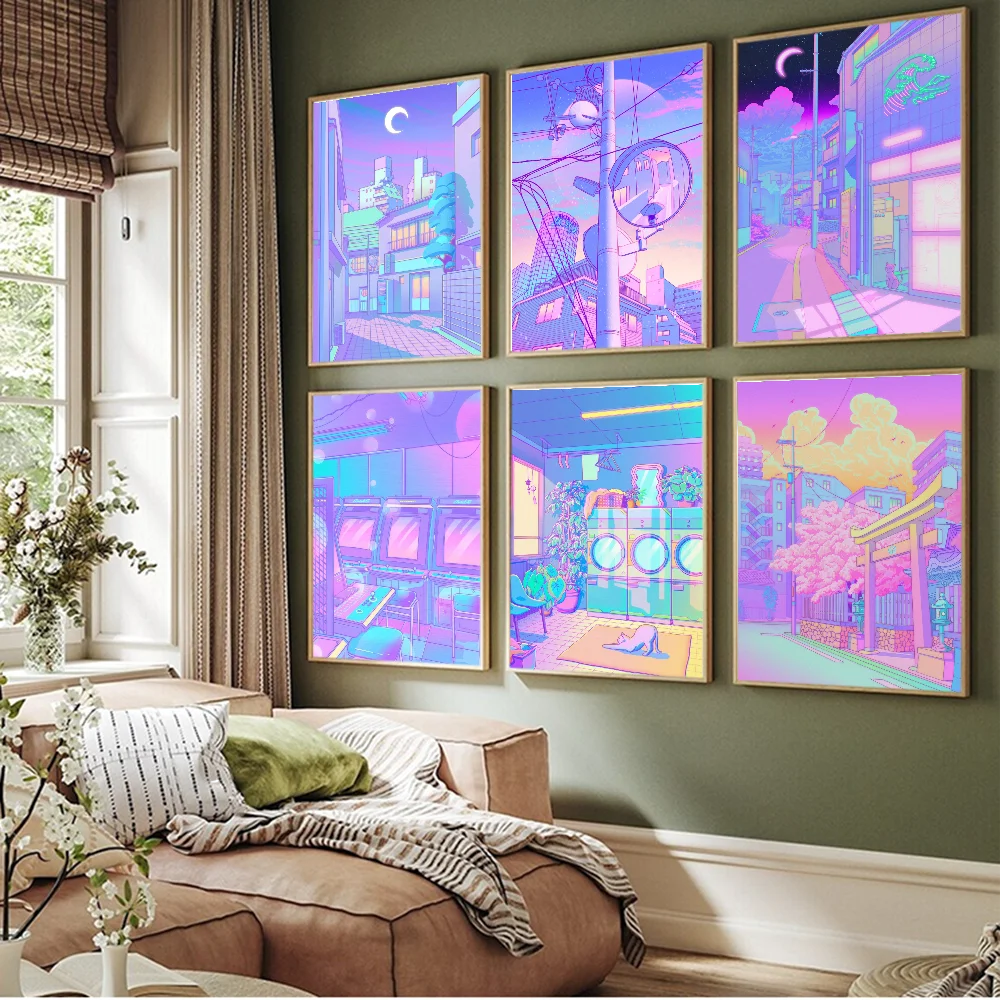 Винтажные постеры в стиле Vaporwave 80-х годов липкие белые бумажные принты