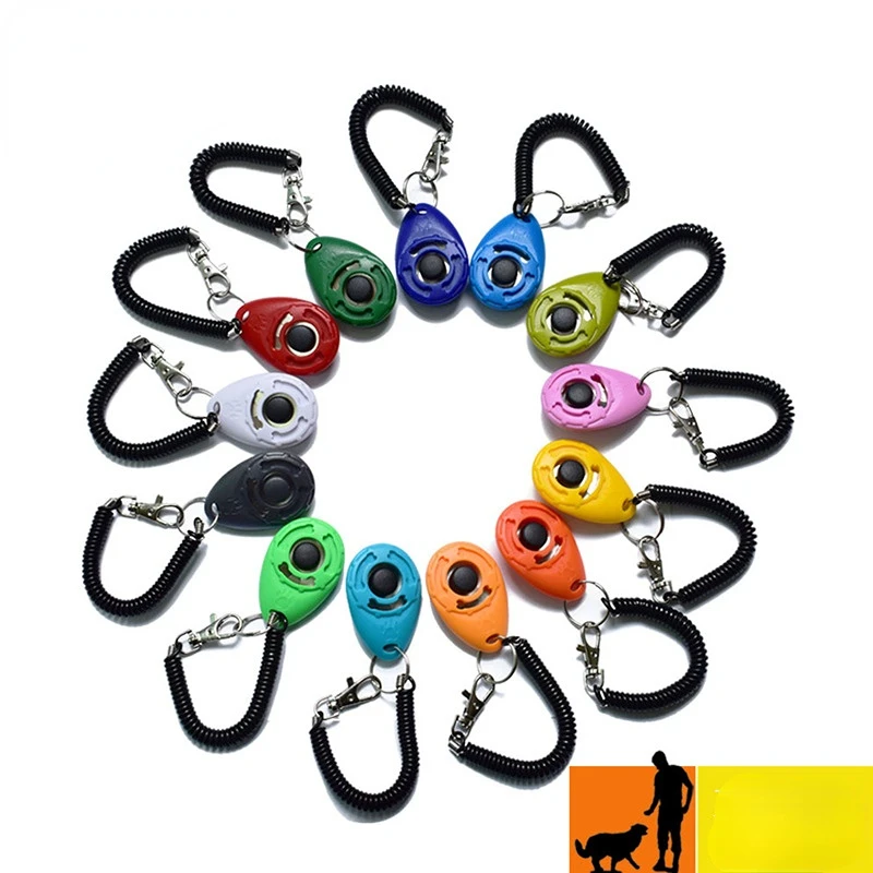 

Multi-colors Pet Dog Tranining Clicker Whistle Pet Training Supplies Obedience Training Aid Guide Wrist Strap Smart Dog Tool