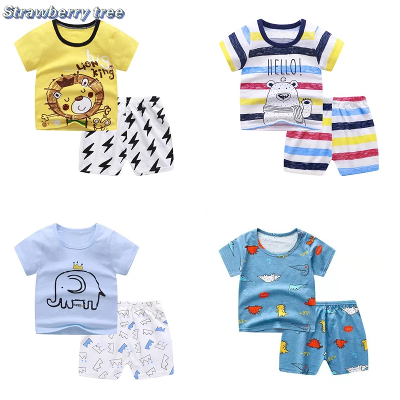 

Baby Boys Girls Cartoon 100% Cotton Kids T-Shirt Shorts 2PCS Outfits Summer Newborn Short Sleeve Children T-shirts Sets Clothes
