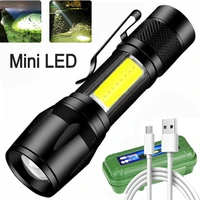portable mini led flashlight usb rechargeable zoom q5 torch outdoor 3 lighting modes camping light waterproof remote hiking