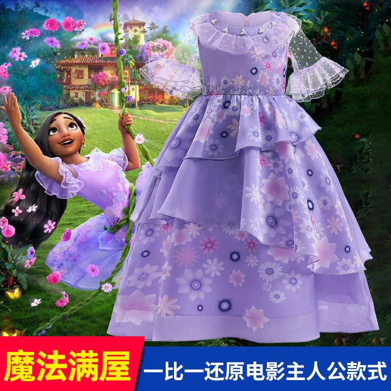 аниме энканто костюм Encanto Isabella Костюмы для косплея Фиолетовые платья с цветочным