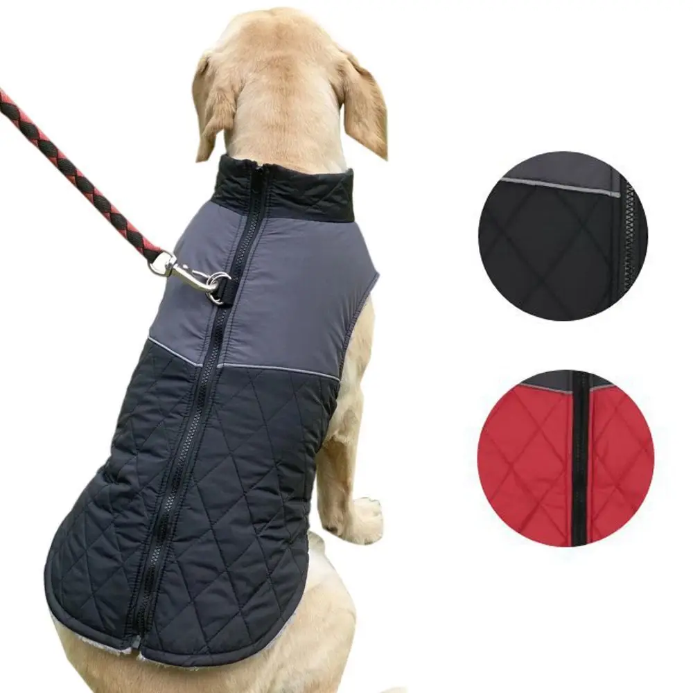 

Зимнее водонепроницаемое хлопковое пальто для собак, куртка, утепленная Лыжная жилетка на молнии для маленьких и больших собак