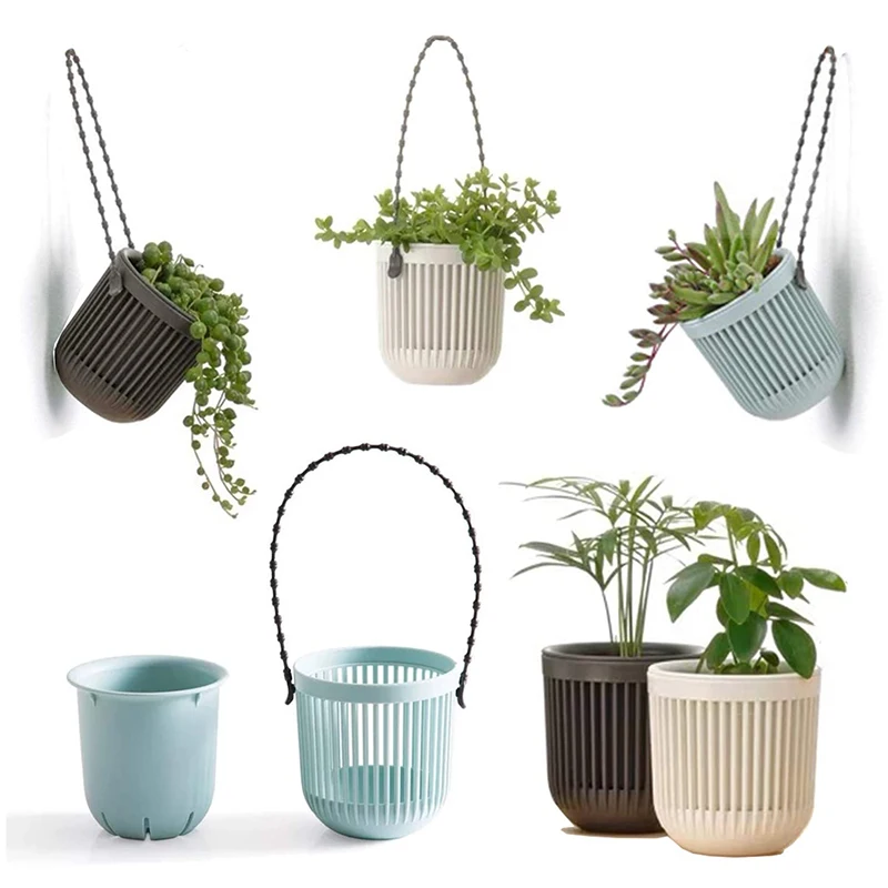 

3.5 Inch Wo-Piece Succulent Planters Pots with Drainage, Flexible Removable Handle, Planting Pots Flower Pots (6 PCAK).