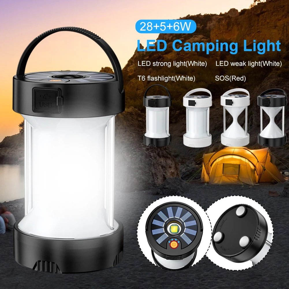 

Solar Camping Lantern Rechargeable Portable LED Camping Light 4 Settings Dual Charging Ways Flashlight for Outdoor Hiking Travel