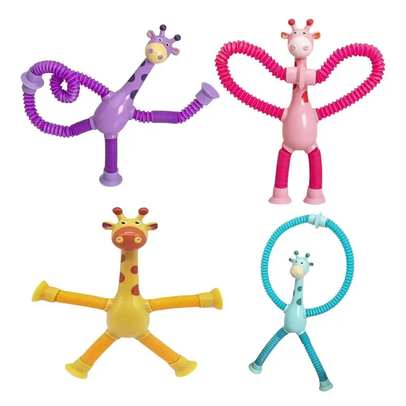 

Suction Cup Telescopic Tube Giraffe Variety Shape Stretchy Tube Giraffe Sensory Toy Educational Decompression Toy Kids Gifts