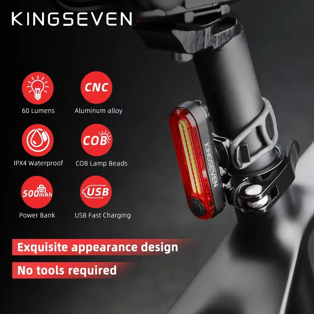 Велосипедная лампа KINGSEVEN задняя фонарь для горного велосипеда с USB-зарядкой 5