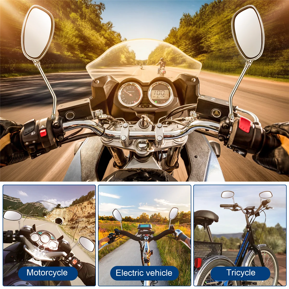 

1 Pair Motorcycle Mirror Motorbike Rear View Mirror for YAMAHA Vmax Virago 535 V-Star 650 1100 1300