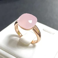 pomellato ring for women 12 6mm flat crystal ring rose gold plated 35 candy colors crystal pink amethyst turquoise jewelry gift