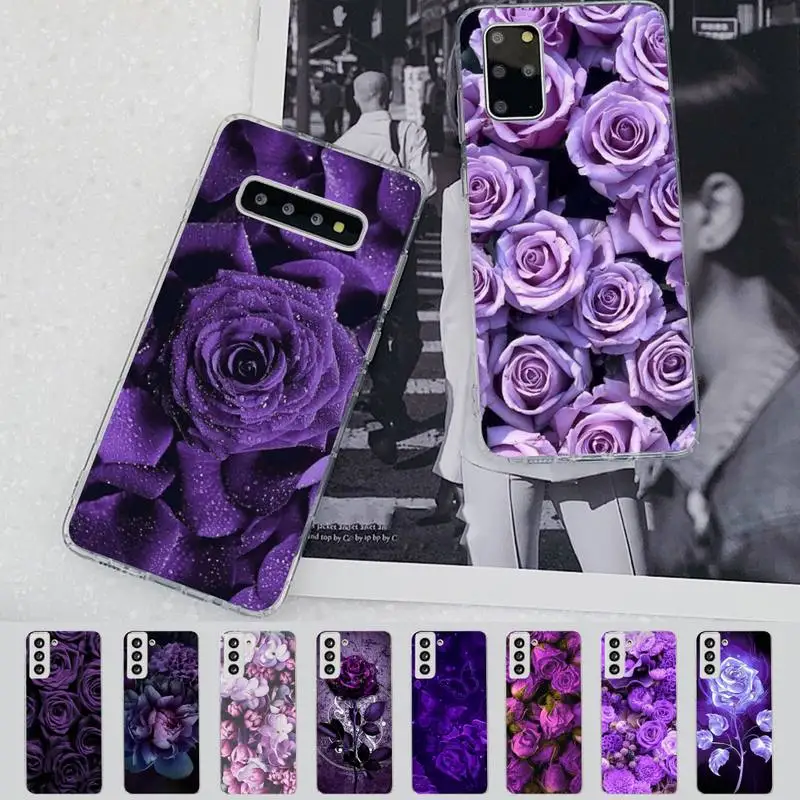 

Purple Rose Phone Case for Samsung S21 A10 for Redmi Note 7 9 for Huawei P30Pro Honor 8X 10i cover