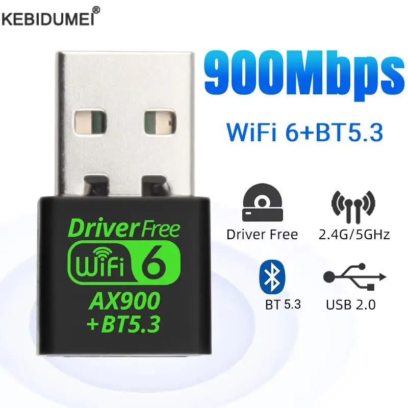 Фото USB Wi-Fi Bluetooth 900 адаптер 2 в 1, 5,3 Мбит/с, 2,4 ГГц и 5 ГГц №1