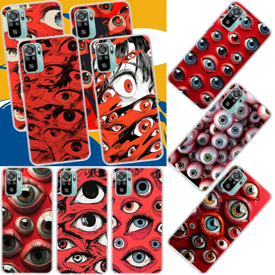 Фото Devil Fear, чехол для телефона Red Eye Dense Phobia для Xiaomi Redmi Note 14 Pro Plus 5G 13 13C 14C Cover 12 12C 10C 10A 9 10 9T 9C 9A 8 №1